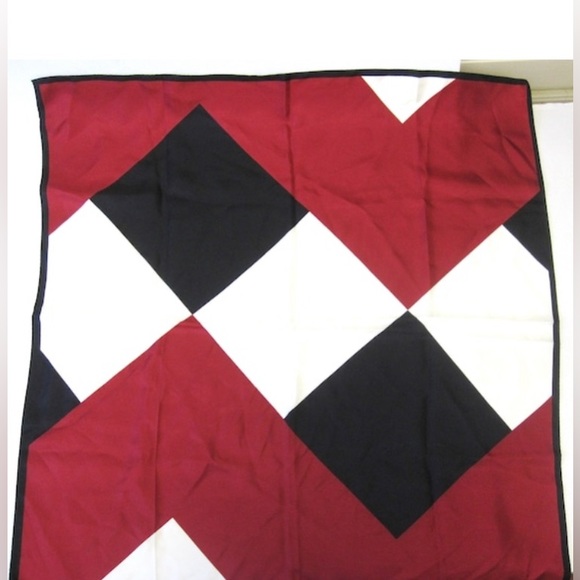 Vintage Talbots Silk Scarf Red Black White Scarf S2 - Picture 1 of 4